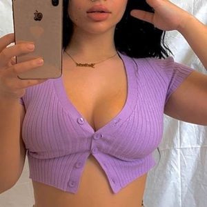 Ribbed Button-Up Sweater / Crop Top🦋